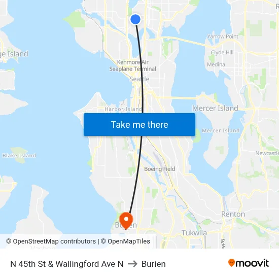 N 45th St & Wallingford Ave N to Burien map
