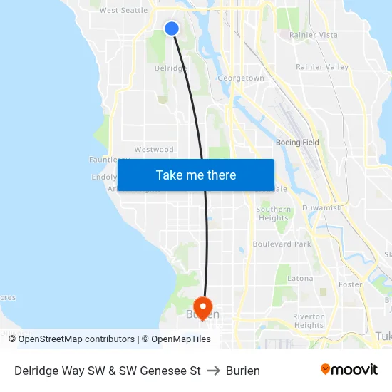 Delridge Way SW & SW Genesee St to Burien map