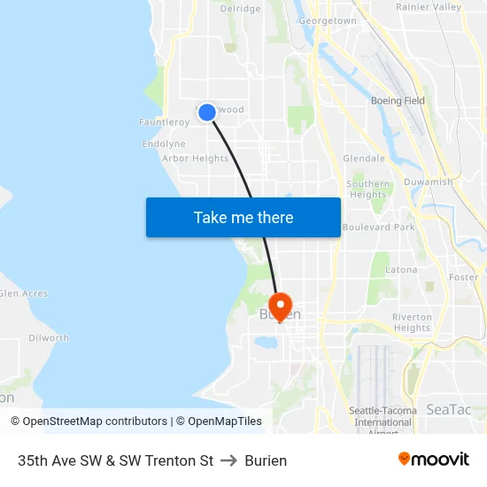 35th Ave SW & SW Trenton St to Burien map
