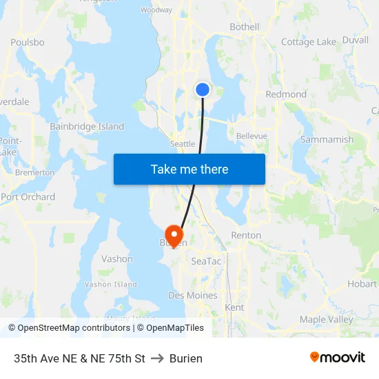35th Ave NE & NE 75th St to Burien map
