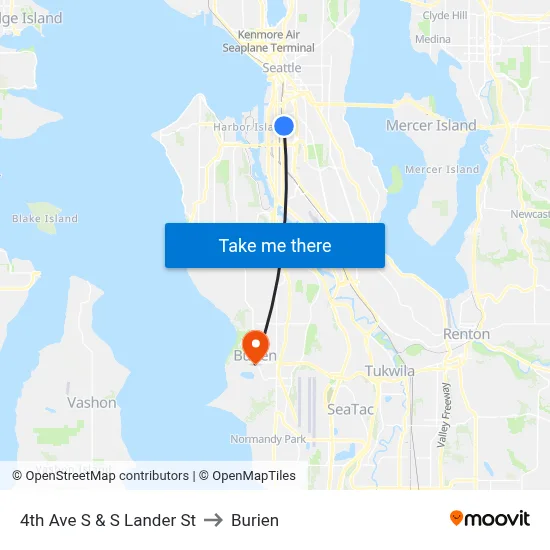 4th Ave S & S Lander St to Burien map