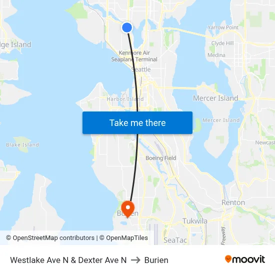 Westlake Ave N & Dexter Ave N to Burien map