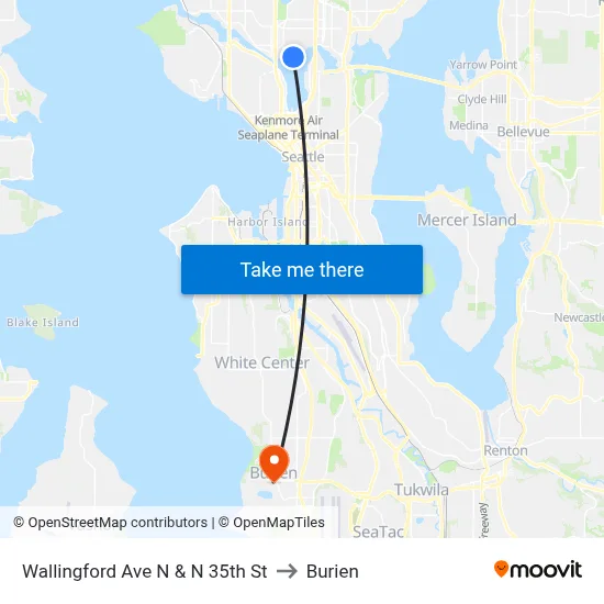 Wallingford Ave N & N 35th St to Burien map