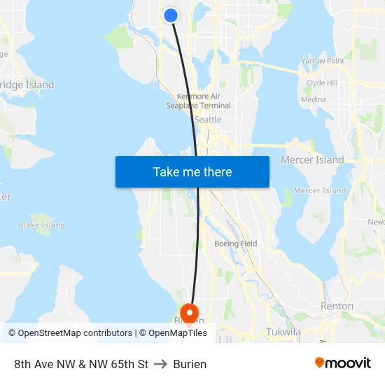 8th Ave NW & NW 65th St to Burien map