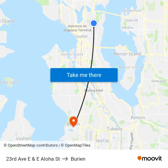 23rd Ave E & E Aloha St to Burien map