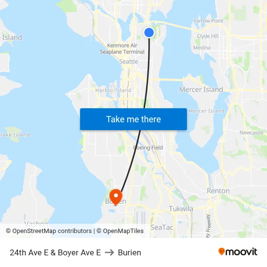 24th Ave E & Boyer Ave E to Burien map