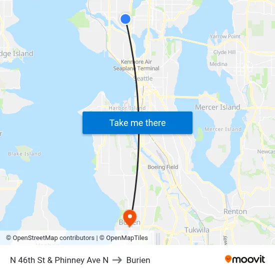 N 46th St & Phinney Ave N to Burien map