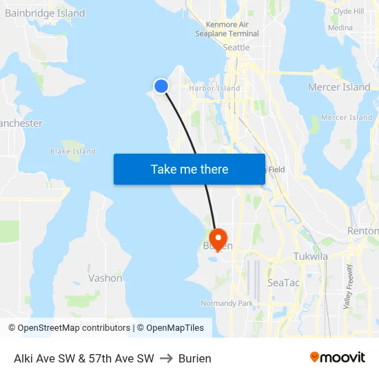 Alki Ave SW & 57th Ave SW to Burien map