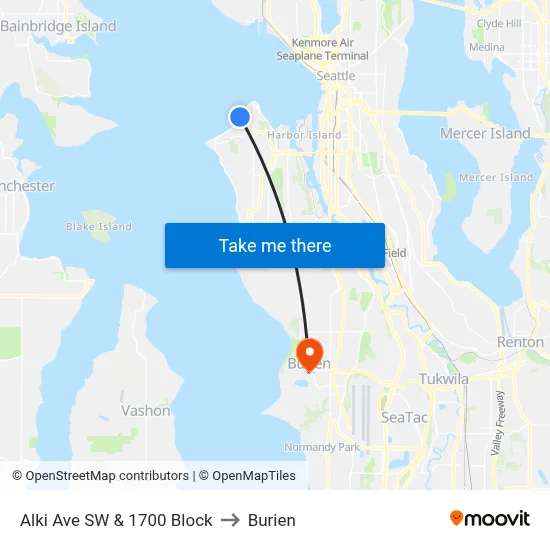 Alki Ave SW & 1700 Block to Burien map