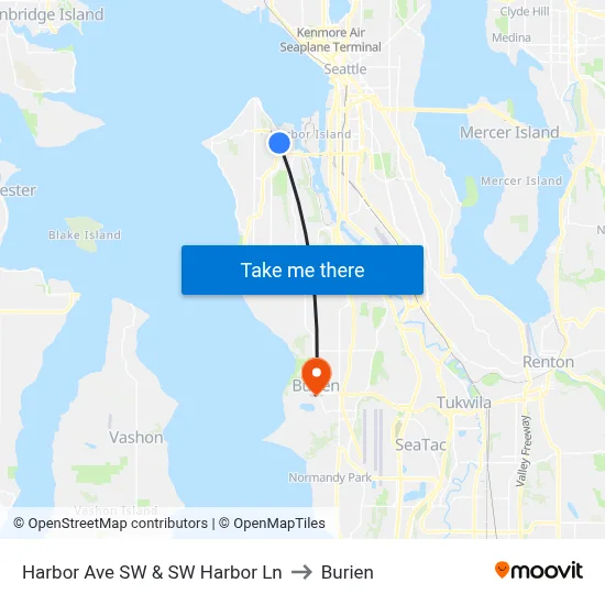 Harbor Ave SW & SW Harbor Ln to Burien map