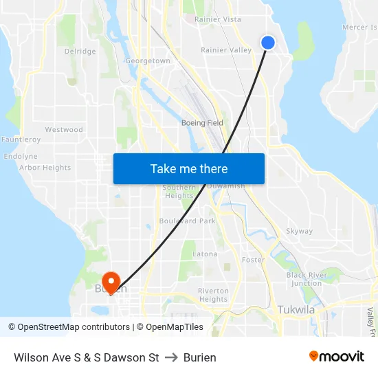 Wilson Ave S & S Dawson St to Burien map