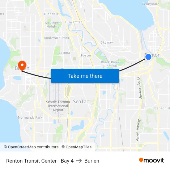 Renton Transit Center - Bay 4 to Burien map