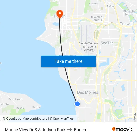 Marine View Dr S & Judson Park to Burien map