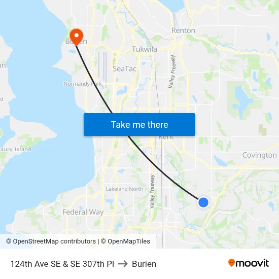 124th Ave SE & SE 307th Pl to Burien map