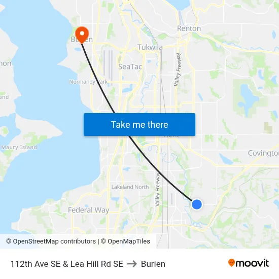 112th Ave SE & Lea Hill Rd SE to Burien map