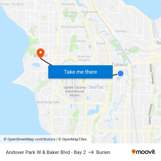 Andover Park W & Baker Blvd - Bay 2 to Burien map