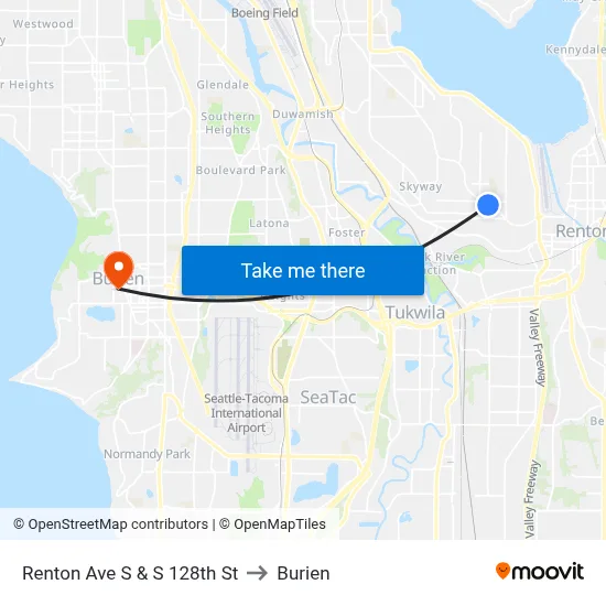 Renton Ave S & S 128th St to Burien map