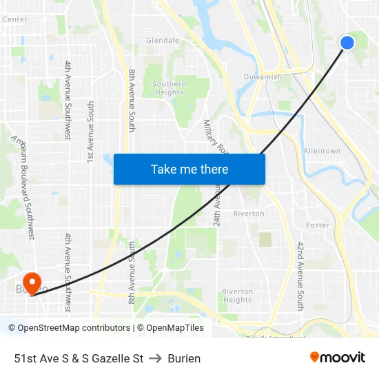 51st Ave S & S Gazelle St to Burien map