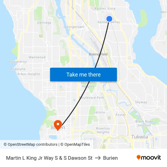Martin L King Jr Way S & S Dawson St to Burien map