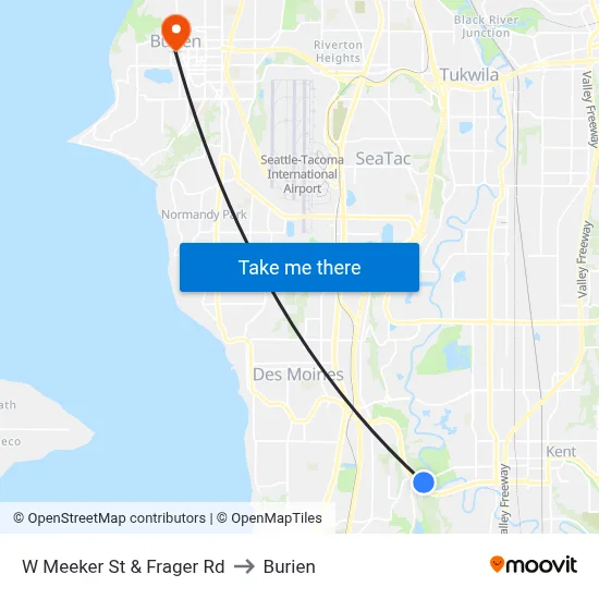 W Meeker St & Frager Rd to Burien map