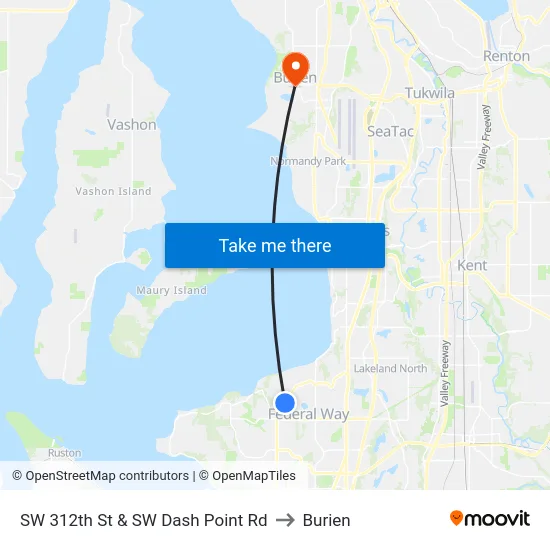 SW 312th St & SW Dash Point Rd to Burien map