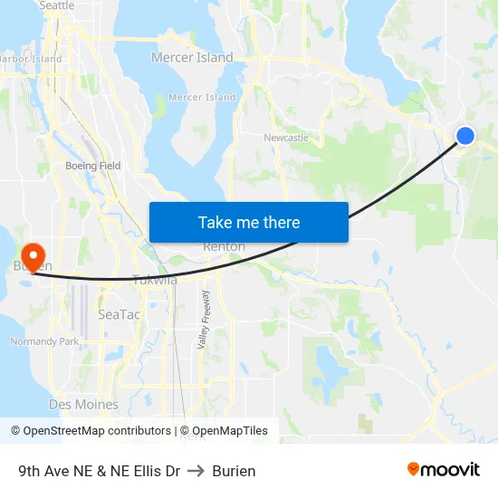 9th Ave NE & NE Ellis Dr to Burien map