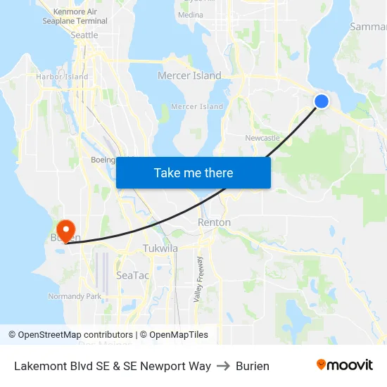 Lakemont Blvd SE & SE Newport Way to Burien map