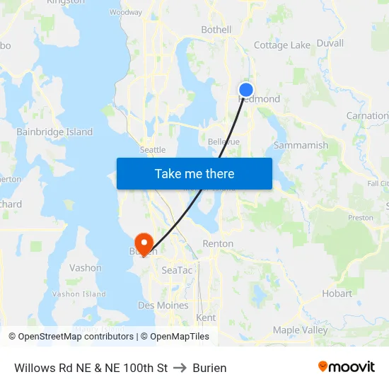 Willows Rd NE & NE 100th St to Burien map