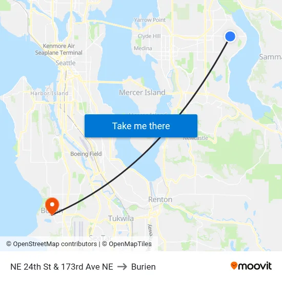 NE 24th St & 173rd Ave NE to Burien map