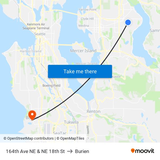 164th Ave NE & NE 18th St to Burien map