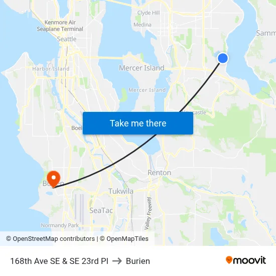 168th Ave SE & SE 23rd Pl to Burien map
