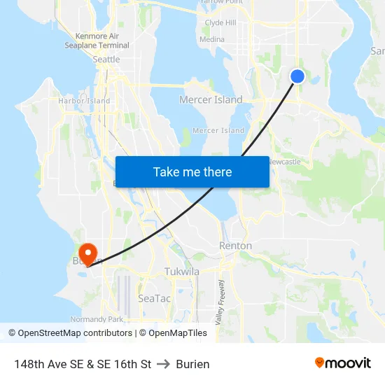 148th Ave SE & SE 16th St to Burien map
