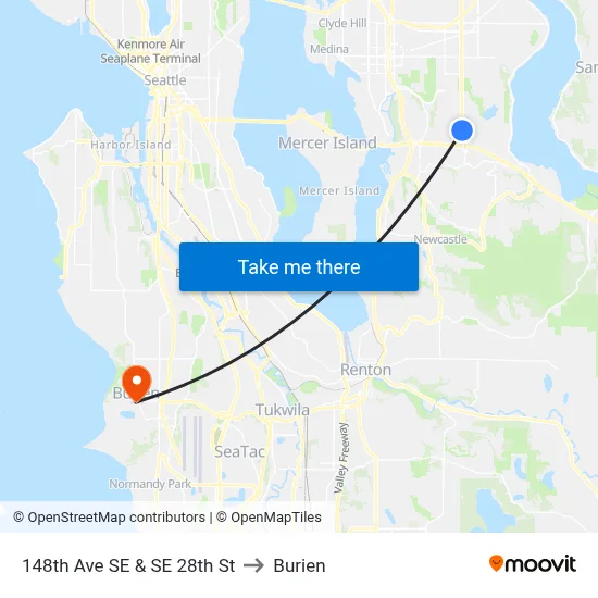 148th Ave SE & SE 28th St to Burien map
