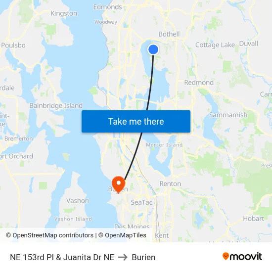 NE 153rd Pl & Juanita Dr NE to Burien map