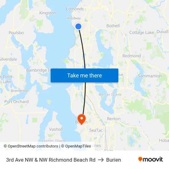 3rd Ave NW & NW Richmond Beach Rd to Burien map