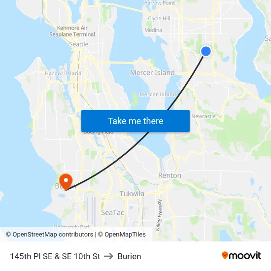 145th Pl SE & SE 10th St to Burien map