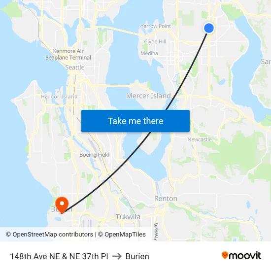 148th Ave NE & NE 37th Pl to Burien map