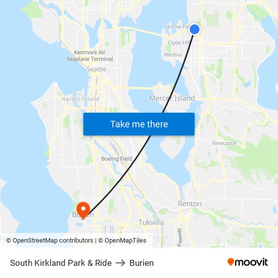 South Kirkland Park & Ride to Burien map