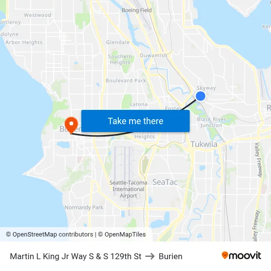 Martin L King Jr Way S & S 129th St to Burien map