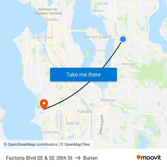 Factoria Blvd SE & SE 38th St to Burien map