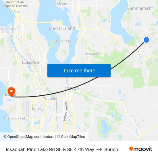 Issaquah Pine Lake Rd SE & SE 47th Way to Burien map