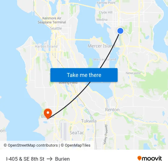 I-405 & SE 8th St to Burien map