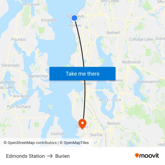 Edmonds Station to Burien map