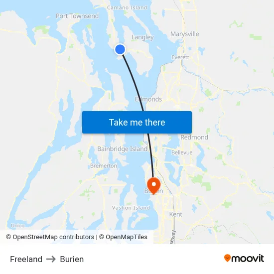 Freeland to Burien map