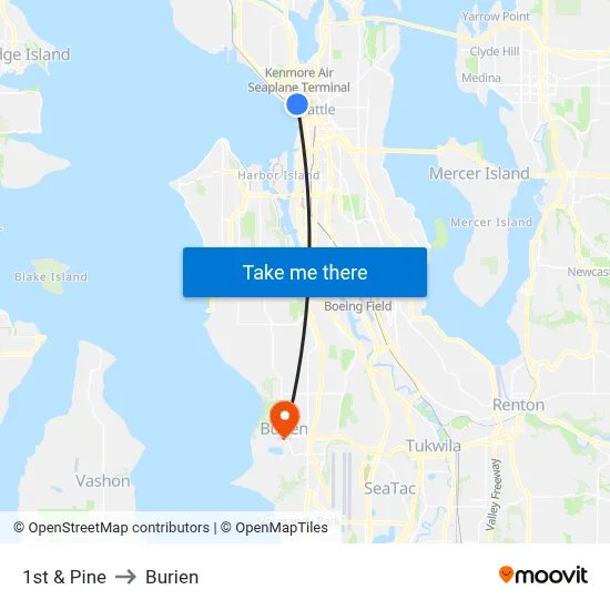 1st & Pine to Burien map