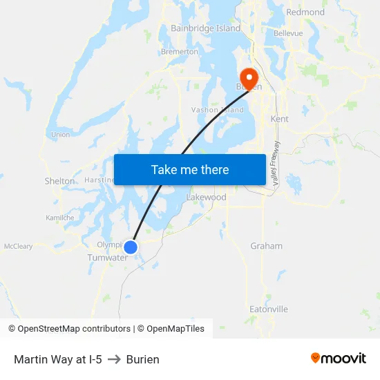 Martin Way at I-5 to Burien map