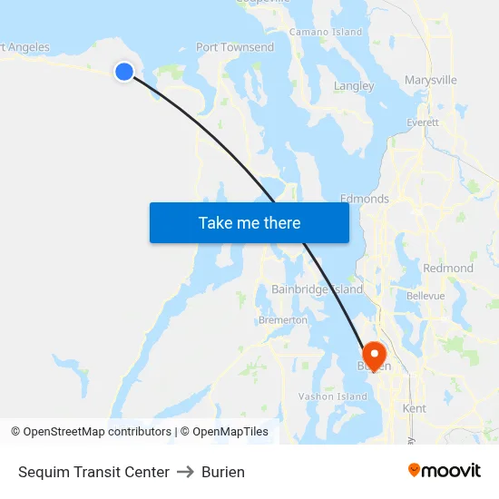 Sequim Transit Center to Burien map