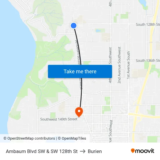 Ambaum Blvd SW & SW 128th St to Burien map