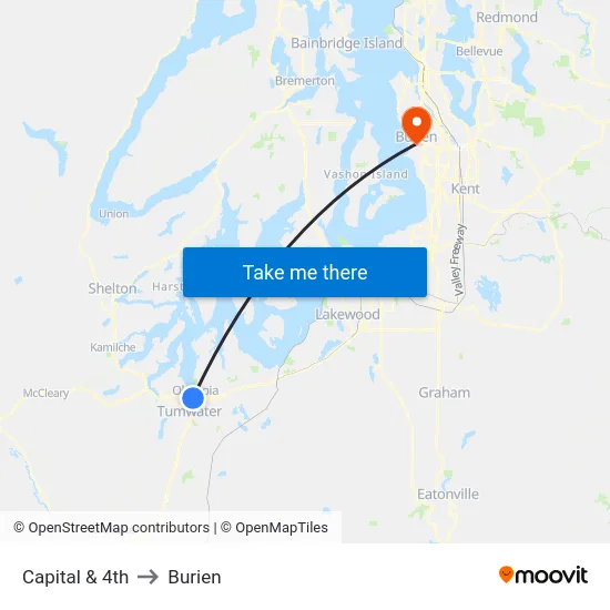 Capital & 4th to Burien map