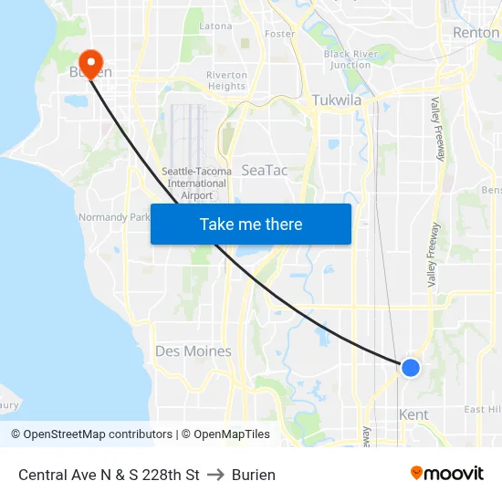 Central Ave N & S 228th St to Burien map